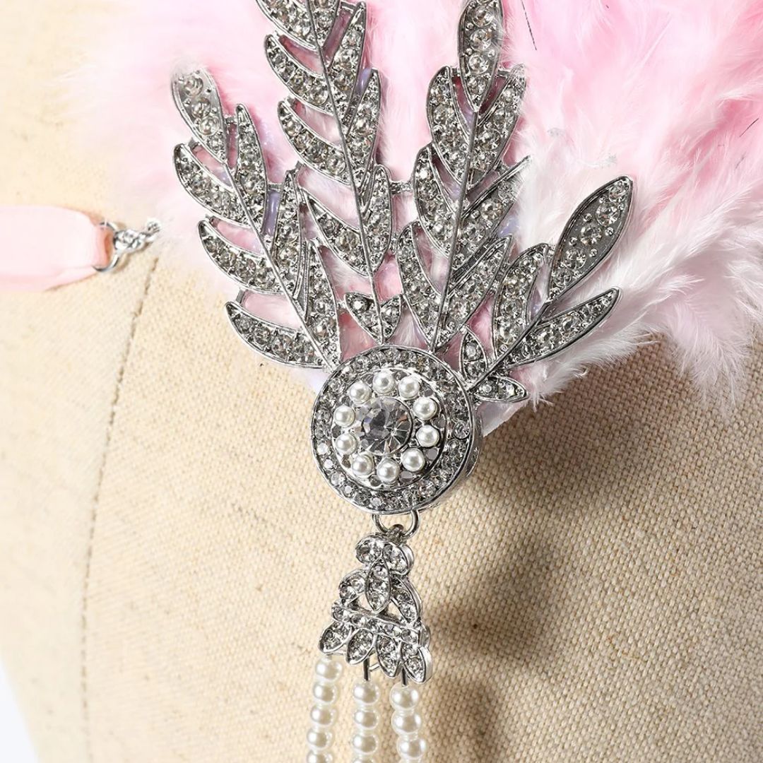 Feestelijke veren haarband voor dames: stijlvol jaren 20 accessoire met vintage allure.