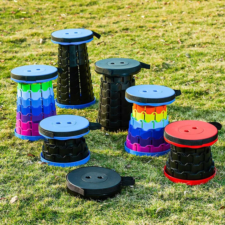Inklapbare telescopische kruk, lichtgewicht en draagbaar zitcomfort voor buiten.