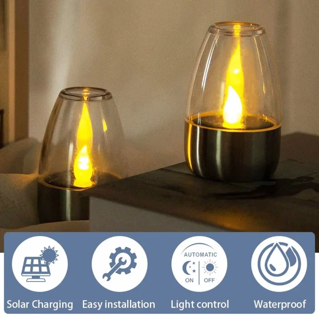 Prachtig zonne-aangedreven kaarslicht voor buiten, betoverende sfeerverlichting voor uw tuin. Geen bedrading nodig.