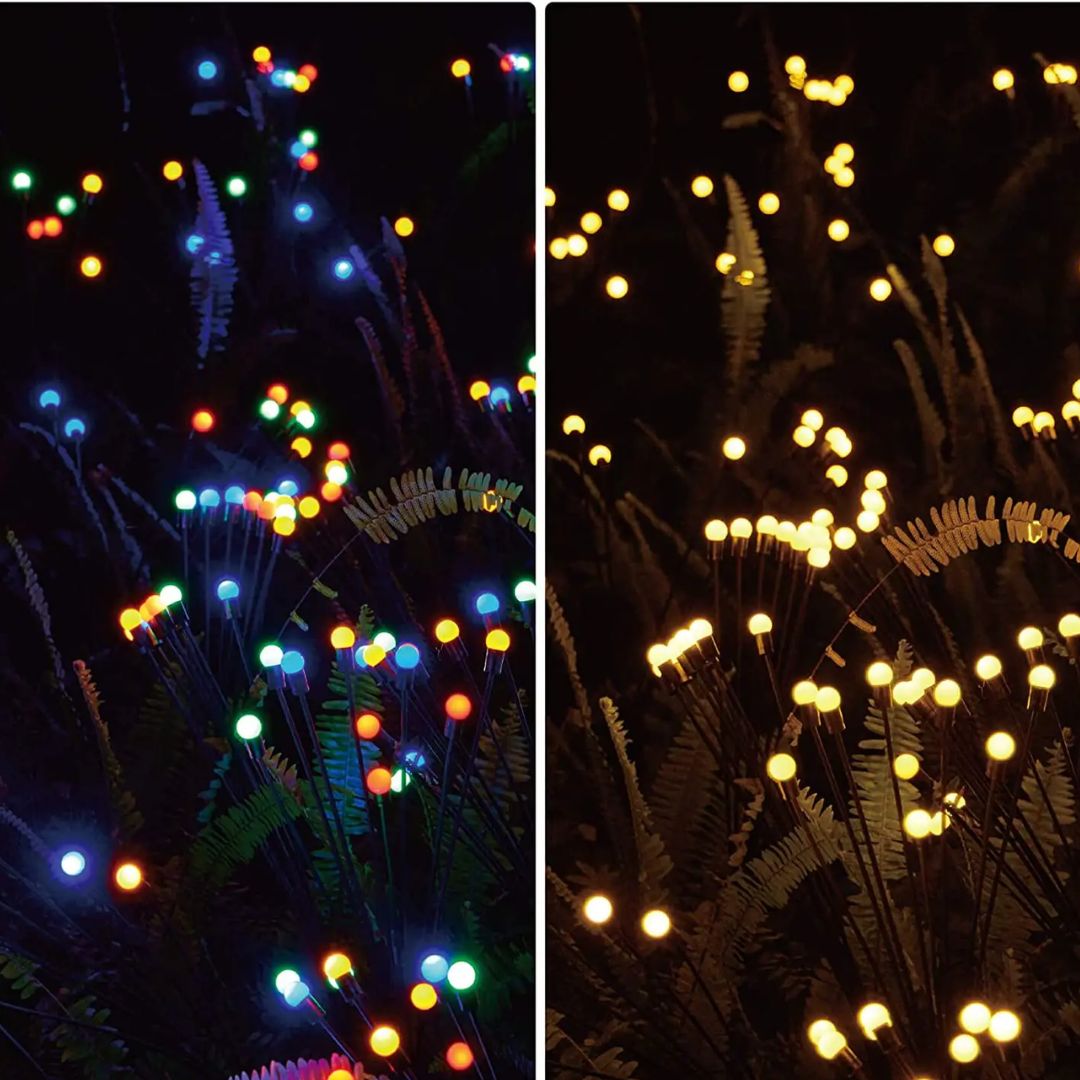 Veelkleurige LED vuurwerk tuinlamp, tuindecoratie met zonne-energie buitenverlichting.