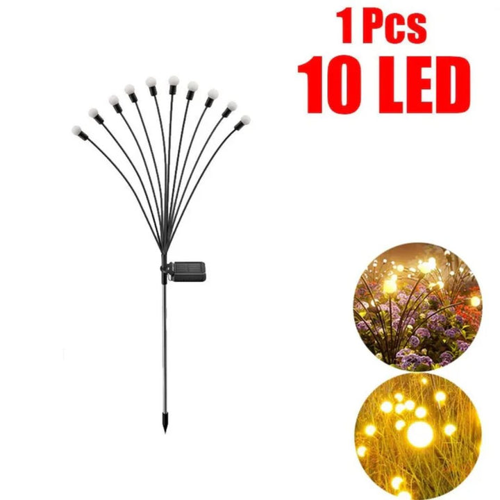 Prachtige zonne-energie LED buitenverlichting, warmlicht vuurwerk tuinlamp voor elke tuin.