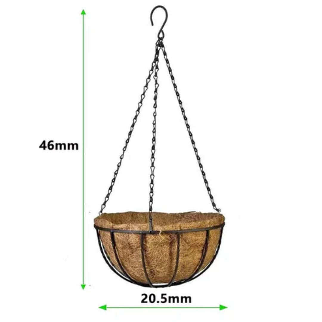 Duurzame hangende plantenhouder, rond model met kokosvoering, verfraait elke tuin of woonkamer.
