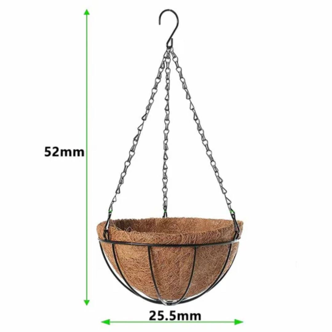 Elegante ronde plantenmand met kokosmat voor het stijlvol presenteren van planten in elk interieur.