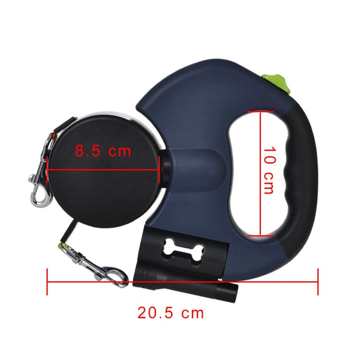Ergonomische handgreep van dubbele hondenriem met anti-slip voor twee honden tijdens het wandelen.