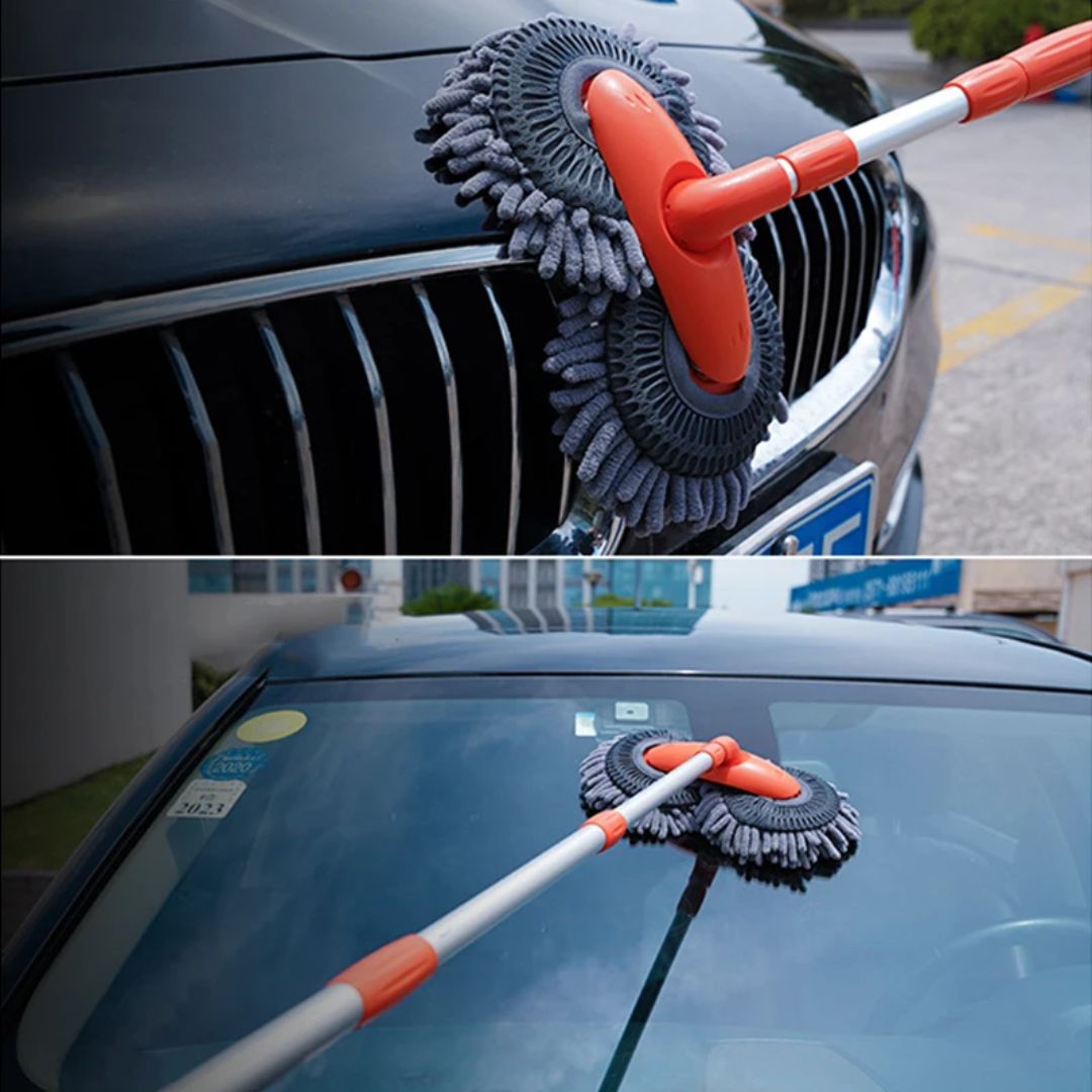 Professionele reinigingstool voor auto's; de telescopische borstel zorgt voor een streeploos resultaat.