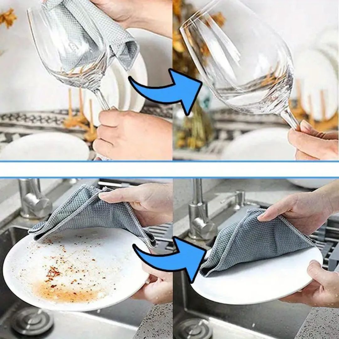 Close-up van het unieke diamantpatroon van het reinigingsdoekje, wat zorgt voor optimale schoonmaakprestaties.