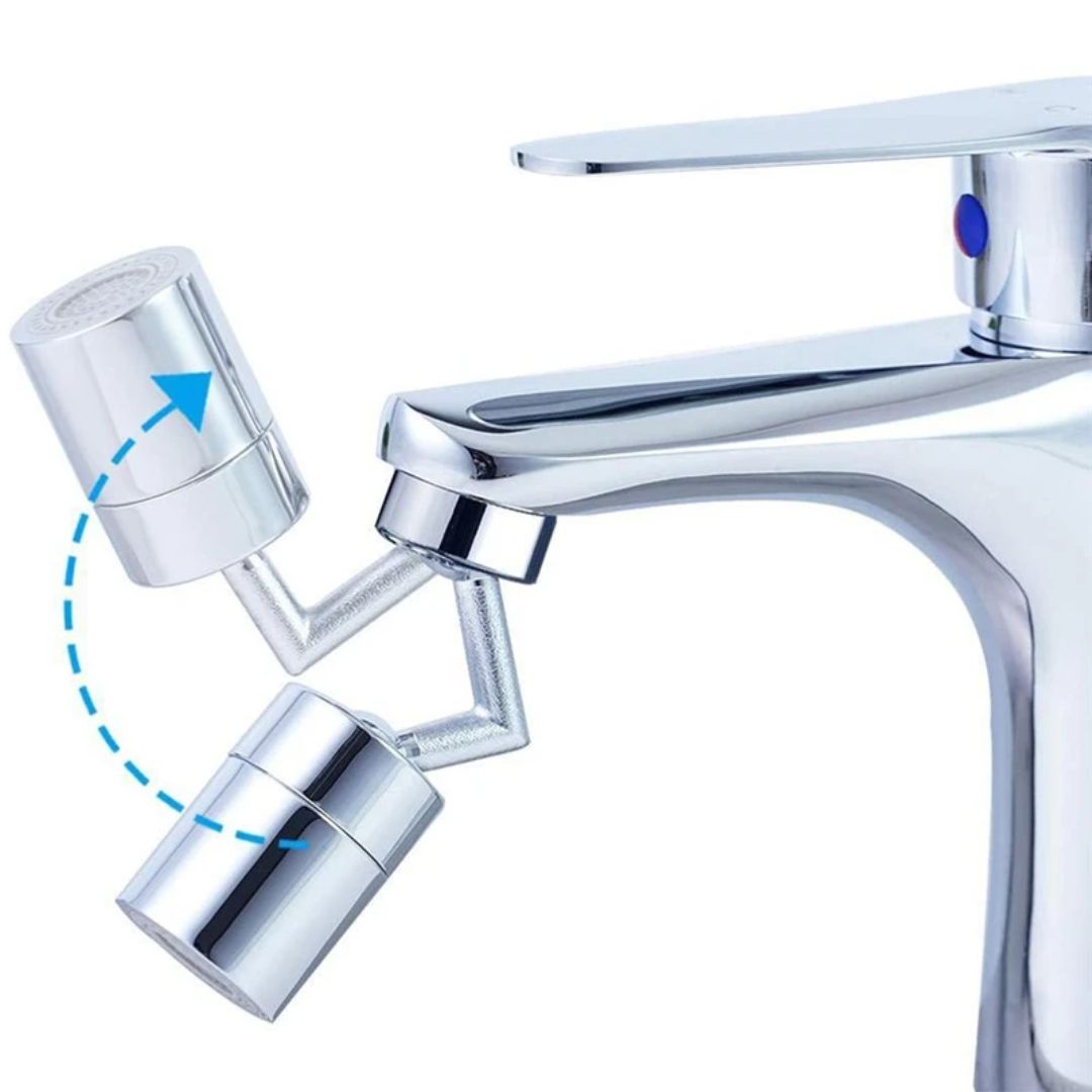 Flexibele 360° draaibare sproeifilterkraan, ideaal voor spoelbakken in keuken of badkamer.