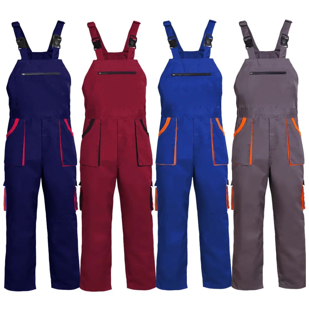 Complete professionele werkoutfit: een beschermende unisex werkoverall met veel functionele zakken voor comfort.