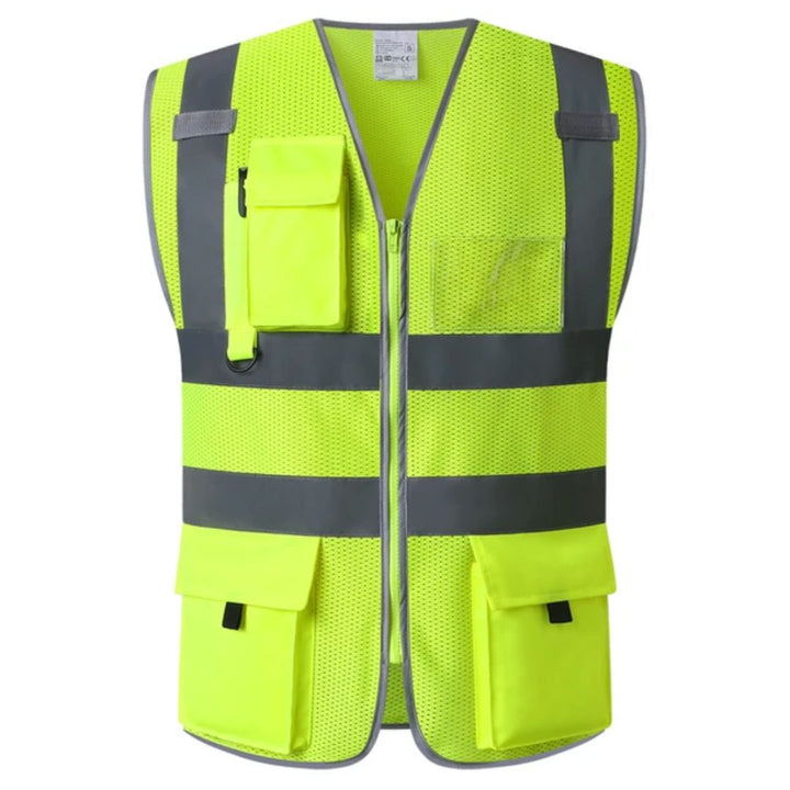 Unisex veiligheidsvest met hoge zichtbaarheid, ideaal voor veiligheid en comfort op het werk.