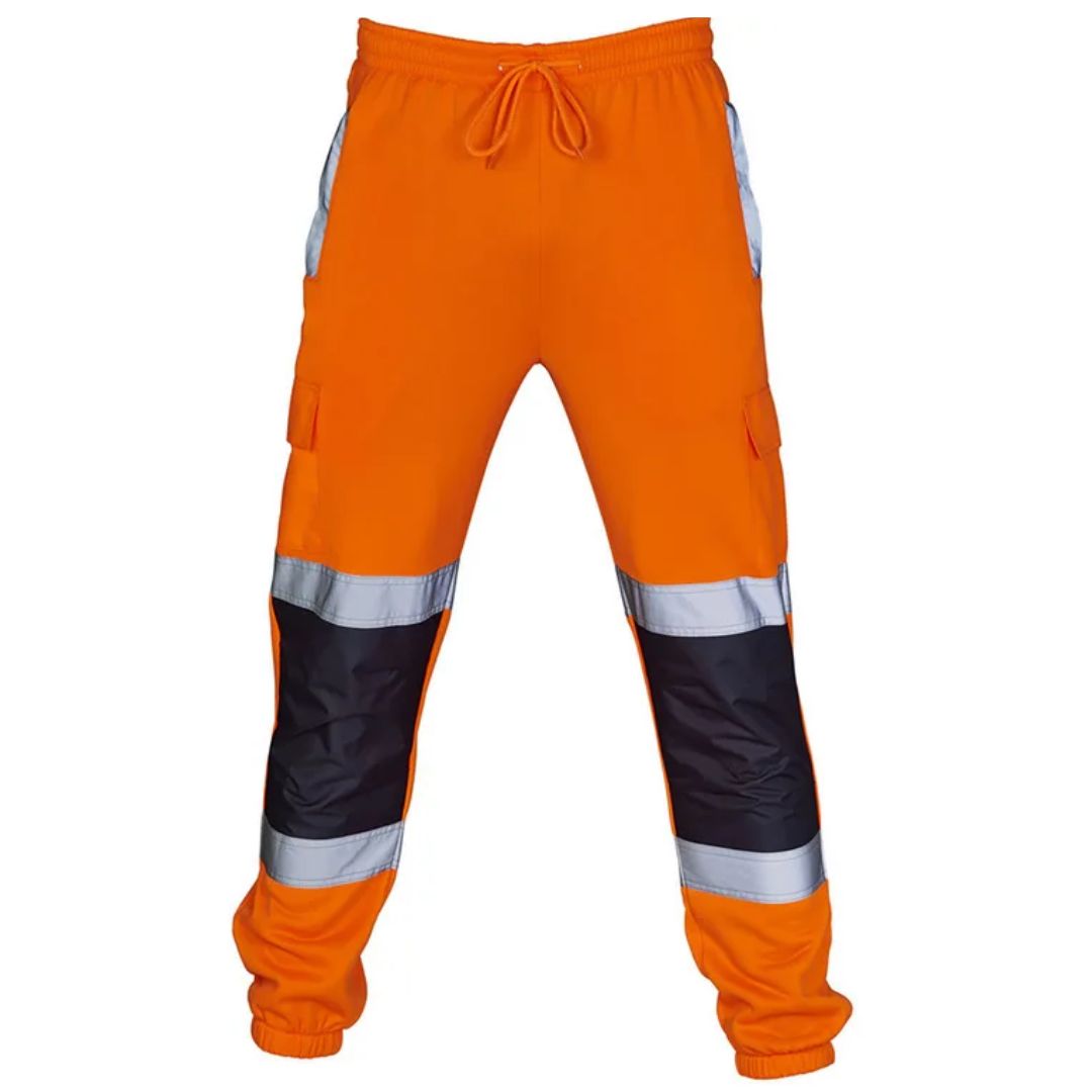 Comfortabele gele werkbroek voor heren, duurzaam en met ver1oogde zichtbaarheid, ideaal voor werkkleding.