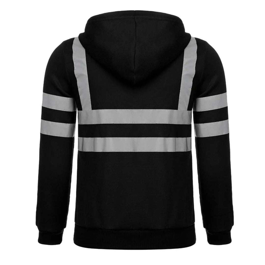 Comfortabele unisex oranje veiligheidshoodie; duurzaam en functioneel voor diverse werkzaamheden.