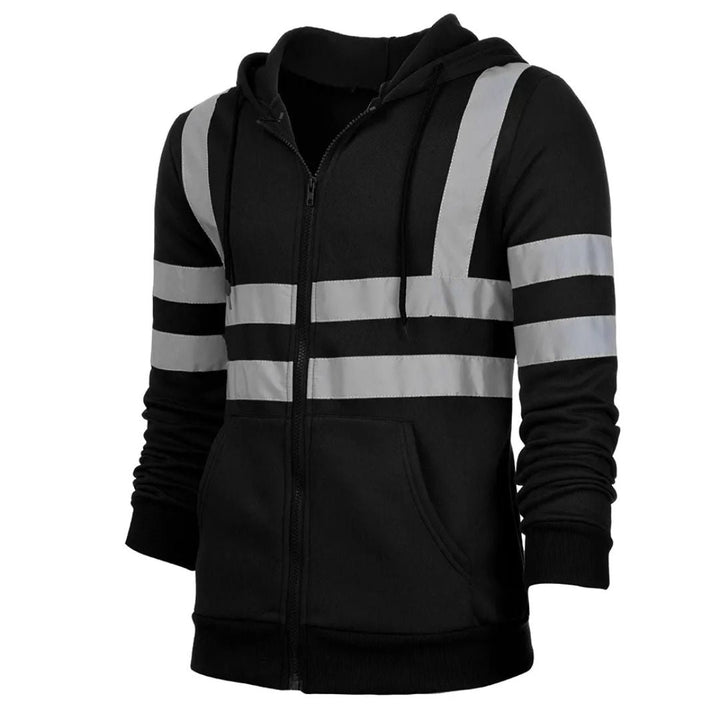 Reflecterend werkvest, gele hoodie met capuchon; ideaal voor veiligheid en comfort in alle omstandigheden.