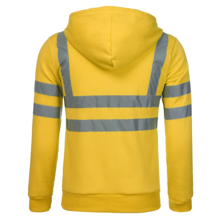 Groene werkkleding hoodie met hoge zichtbaarheid, functioneel en duurzaam voor professioneel gebruik.