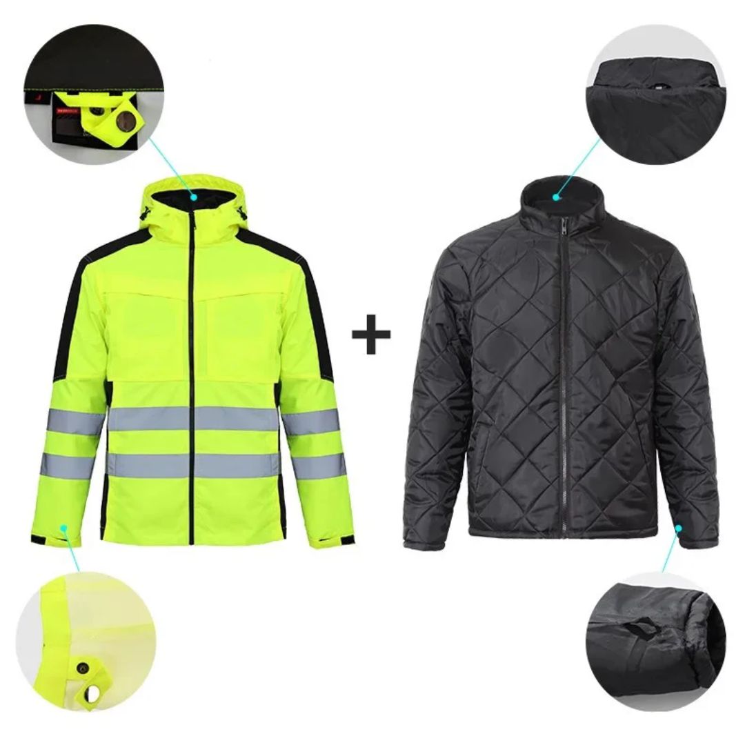 Duurzaam unisex winter werkpak met warme, afneembare voering voor comfort in de kou.