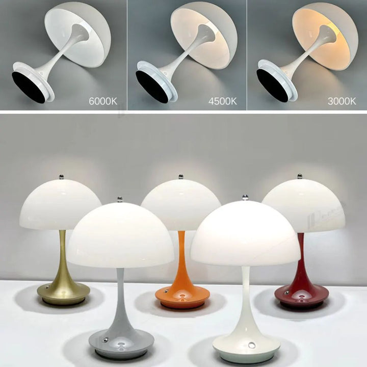 Strakke Sarah LED tafellamp, dimbaar, draadloos oplaadbaar, voor moderne binnen- en buitenverlichting.