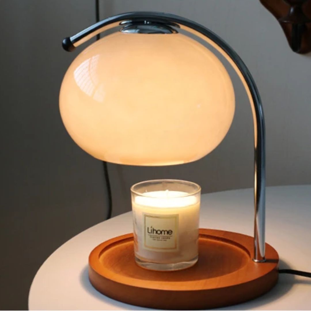 Sfeervolle retro glazen tafellamp Renee; kaarsenwarmer creëert een gezellige ambiance in uw interieur.