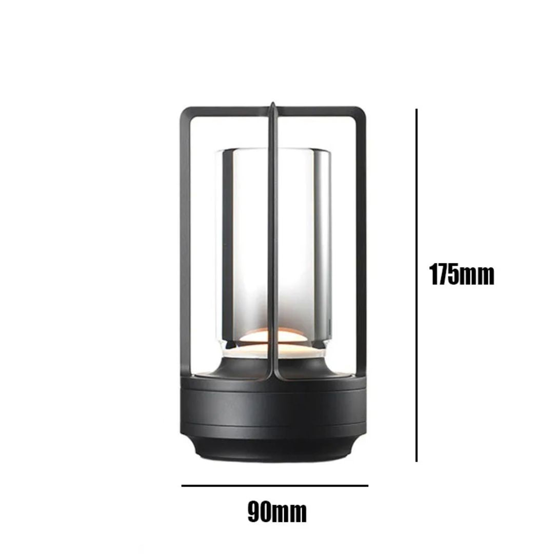 Vintage stijl draadloze LED bureaulamp, oplaadbaar. Metalen retro tafellamp in zwart, goud of zilver voor interieur.