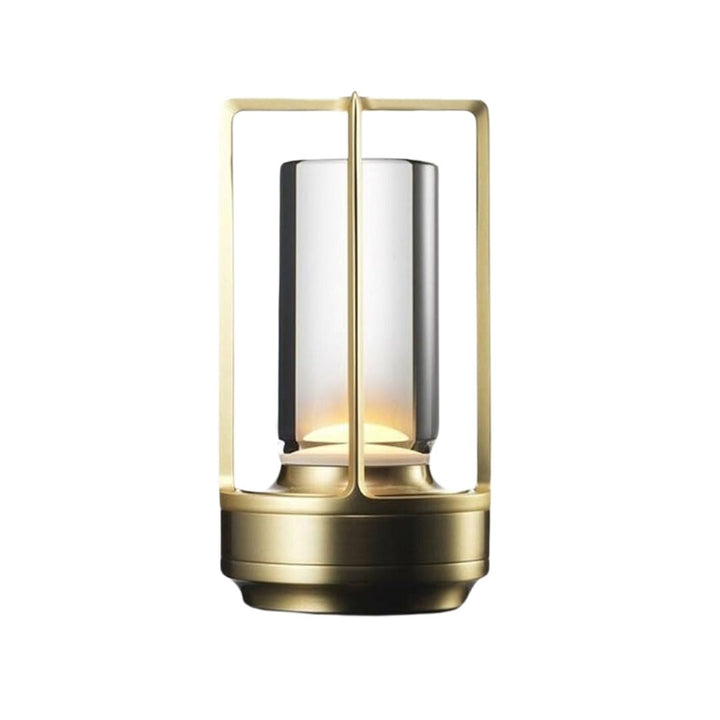 Zwarte draadloze LED bureaulamp in retro vintage design. Metalen tafellamp voor sfeervolle interieurverlichting.