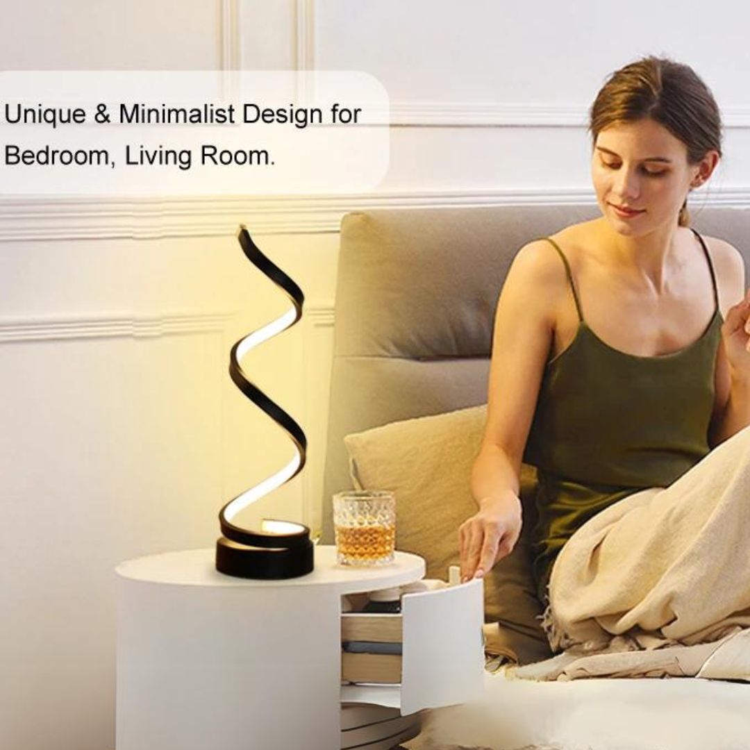 Jayma dimbare spiraal LED tafellamp, moderne sfeerverlichting voor woonkamer of slaapkamer.