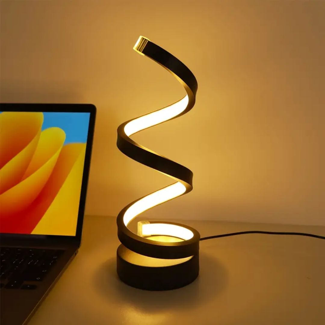 Jayma spiraal LED tafellamp, dimbaar, modern design voor sfeervolle binnenverlichting.