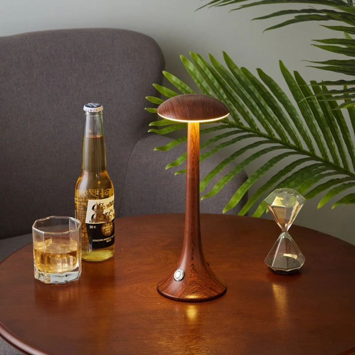 Design tafellamp: unieke paddenstoel vorm met zacht dimbaar LED sfeerlicht.