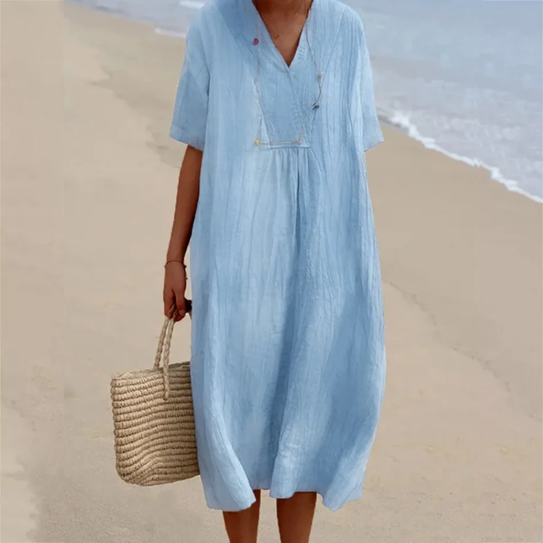 Lichtgewicht en comfortabele Lucia zomerjurk voor dames, perfect als strandjurk of dagelijkse outfit.