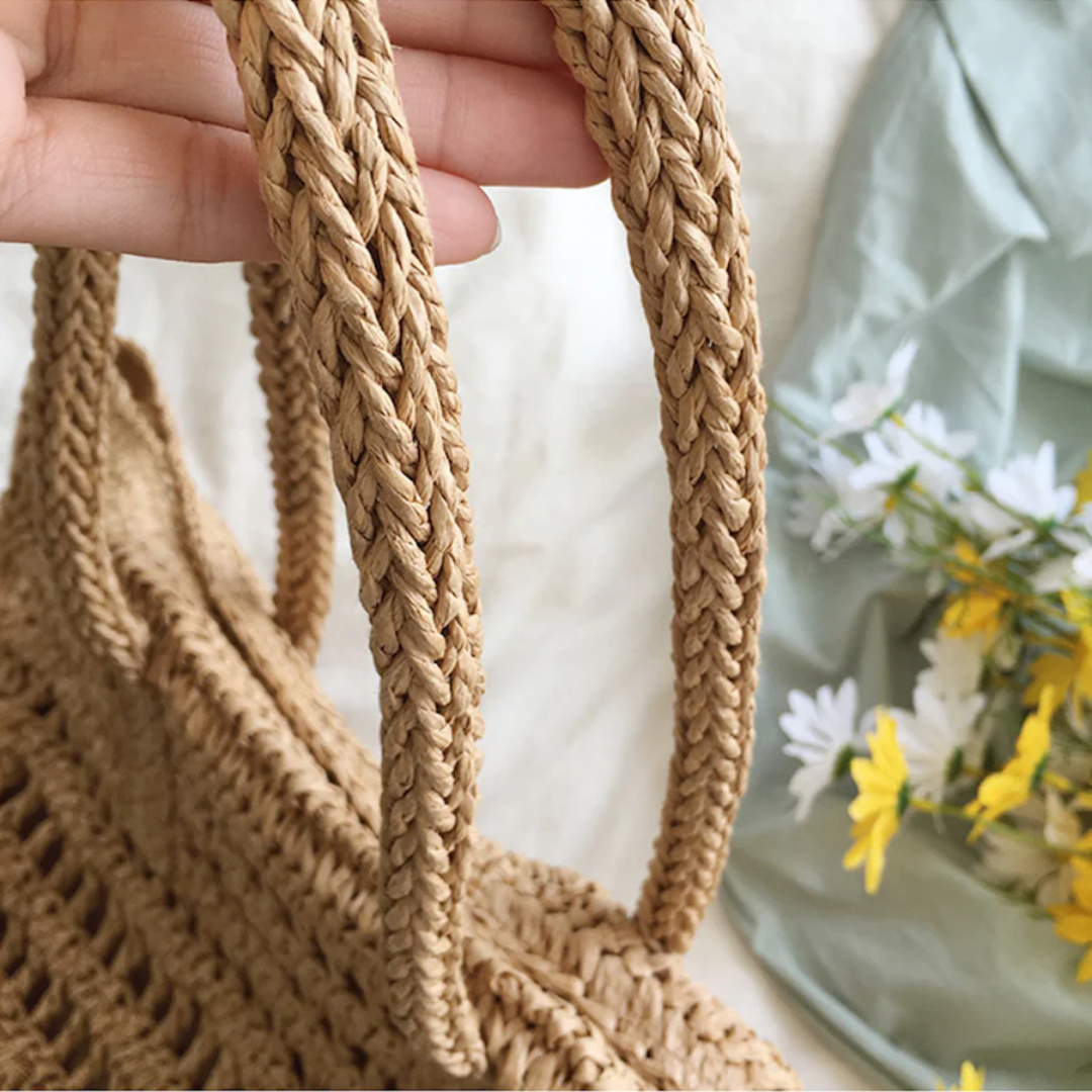 Dames casual geweven tas, een grote en stijlvolle schoudertas voor elke zomerse gelegenheid.