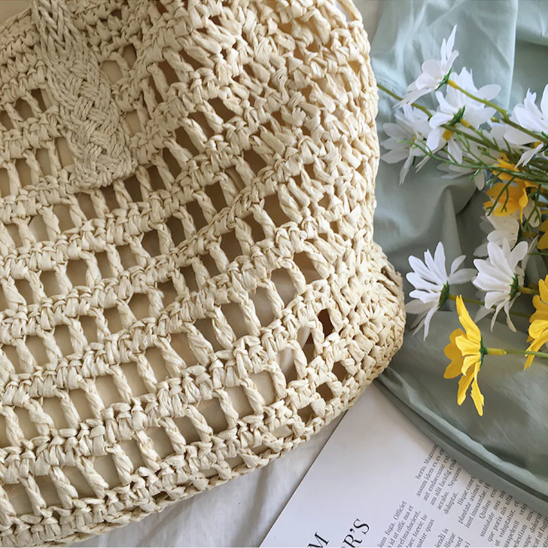Lichtgewicht geweven dames strandtas, perfect voor al je zomer essentials. Casual & trendy.