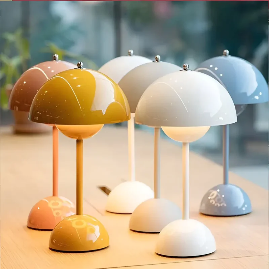 Elegante oplaadbare designlamp NordicBeam, een draadloze scandinavische tafellamp voor een modern thuis.
