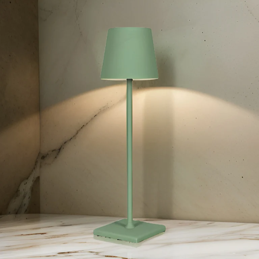 Decoratieve dimbare LED tafellamp, draadloos & oplaadbaar. Ideaal als binnen- of tuinverlichting.
