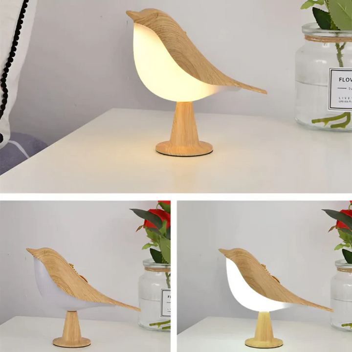 Draadloze FeatherGlow vogellamp: combineert energiezuinig LED-licht, aanraakfunctie en aromatherapie voor thuis.