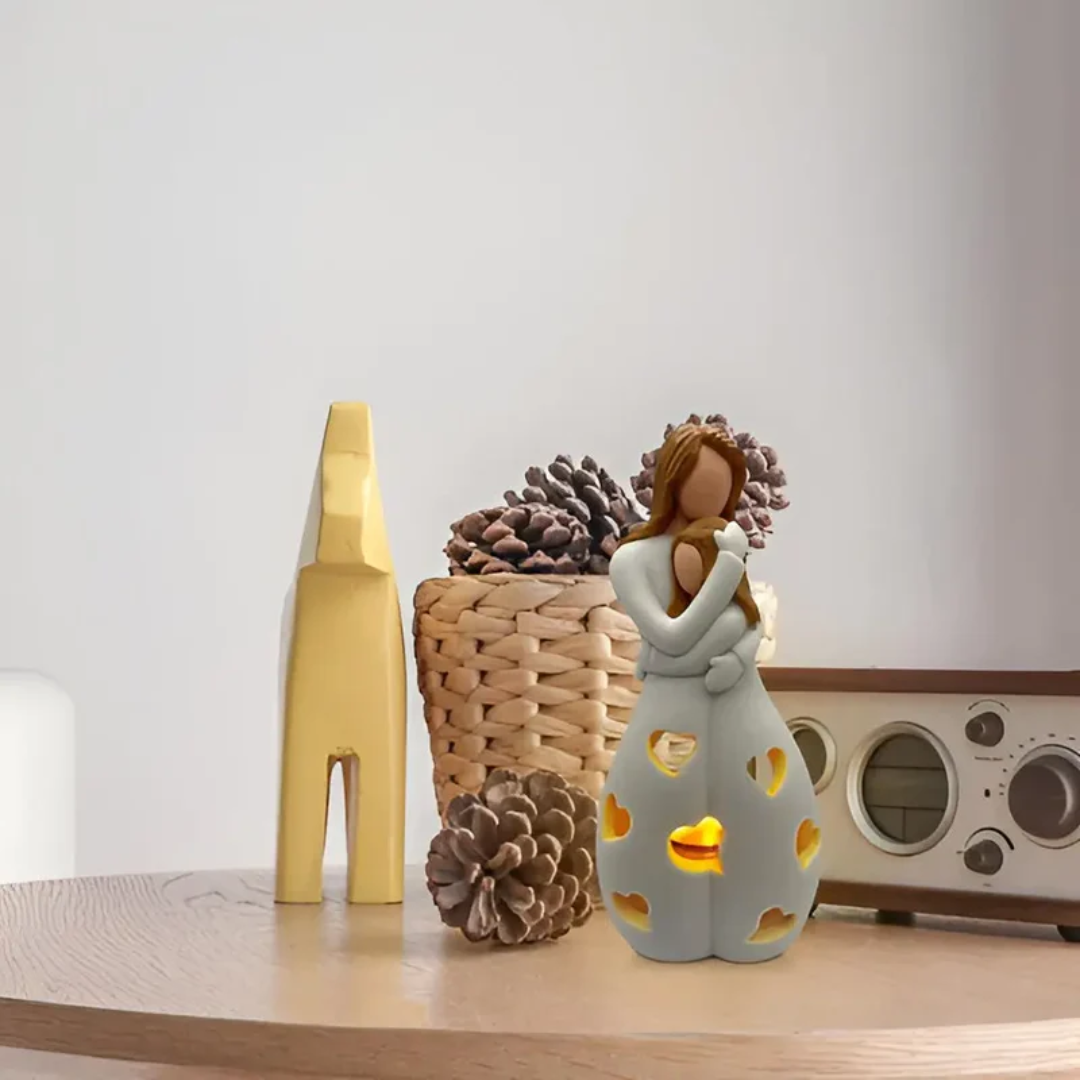 Perfect cadeau voor moeder of dochter: een kaarshouder die onvoorwaardelijke liefde en familieband symboliseert.