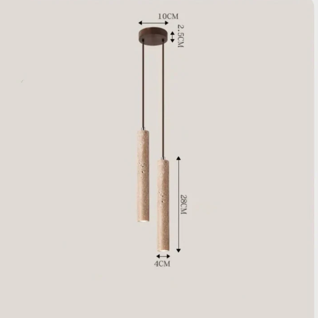 Moderne design LED kroonluchter, travertijn in Wabi-Sabi stijl, perfect voor een minimalistisch interieur.