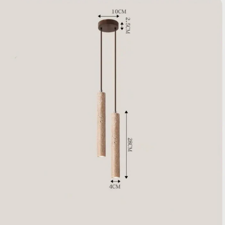 Moderne design LED kroonluchter, travertijn in Wabi-Sabi stijl, perfect voor een minimalistisch interieur.