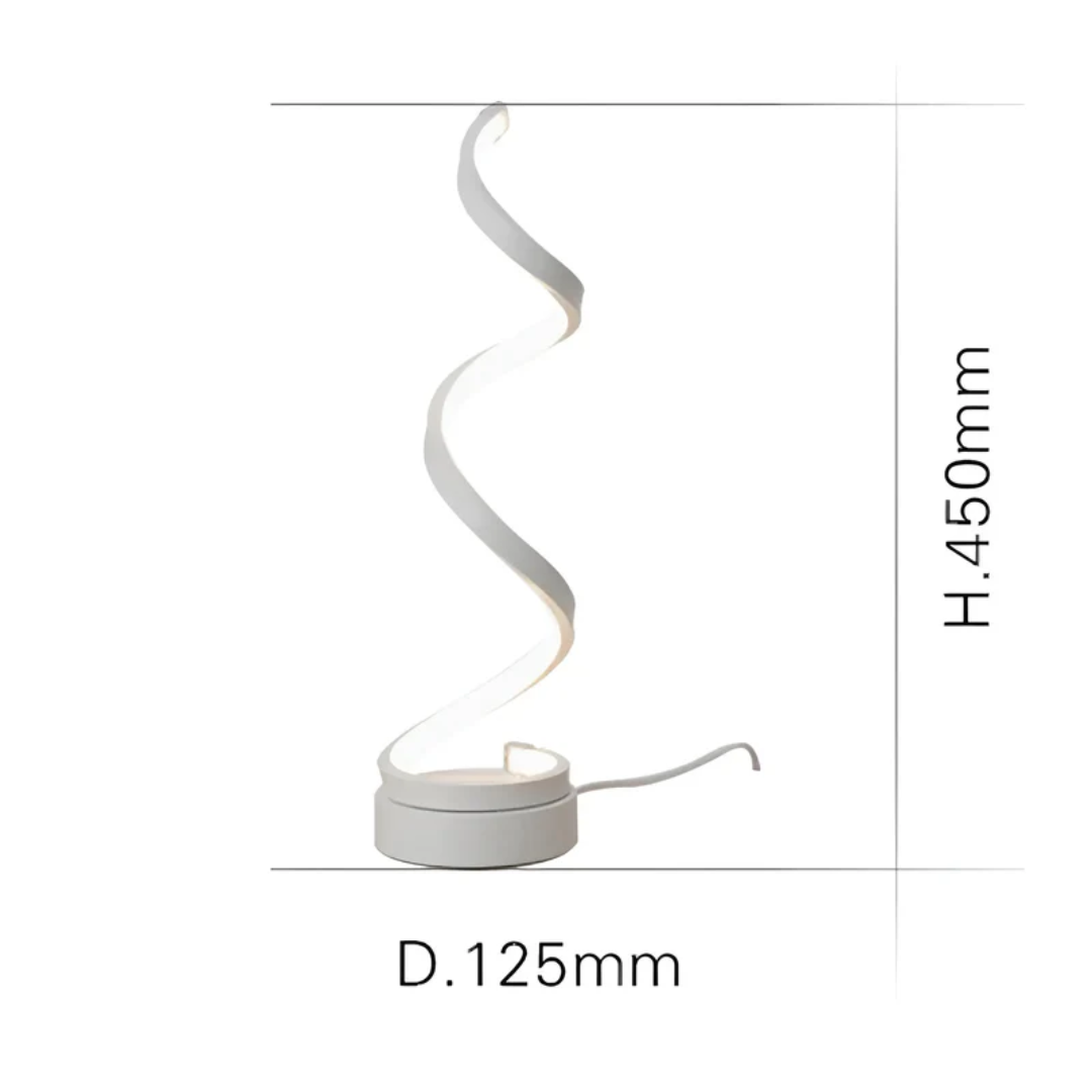 Stijlvolle spiraal LED tafellamp, dimbaar voor elke gewenste sfeer, perfecte moderne woondecoratie.
