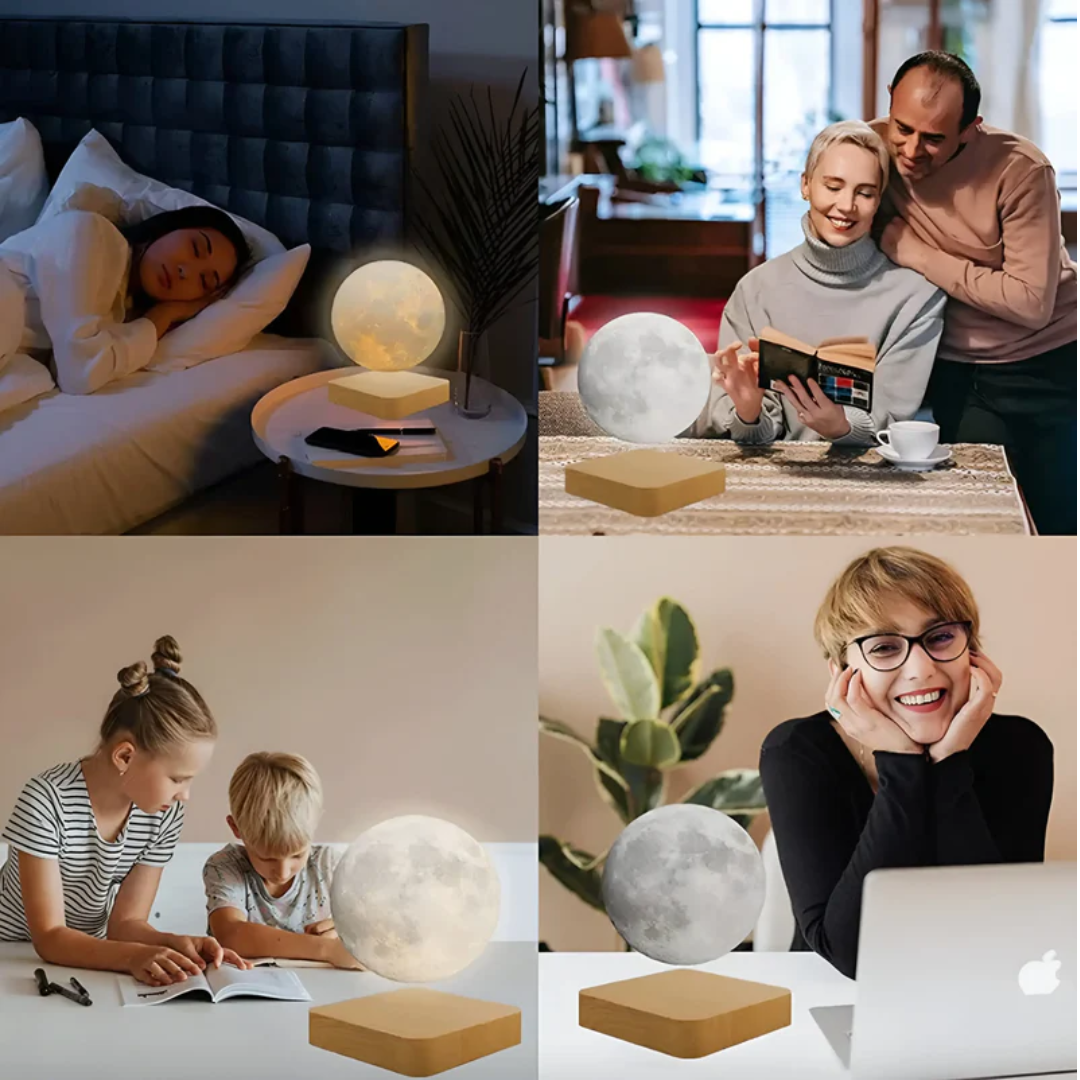 Magisch drijvende LumoRise maanlamp met touchbediening. Sfeervolle LED-verlichting, ideaal voor ontspanning en cadeau.