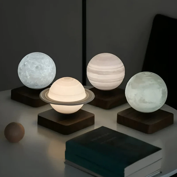 Witte, zwevende maanlamp LumoRise met energiezuinige LED-verlichting en inductie. Geschikt voor slaapkamer/woonkamer.