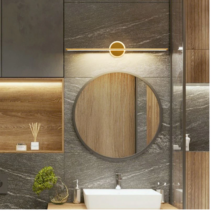 Vierkante OpalEdge LED wandlamp in goud-zwart design. Moderne designlamp voor hal of slaapkamer.