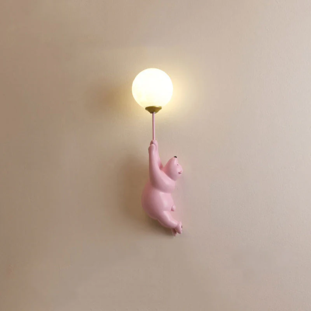 Schattige beer LED wandlamp voor de kinderkamer, speelse sfeerverlichting.