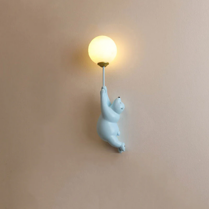 TeddyGlow design beer wandlamp van hars, zacht LED licht voor binnenverlichting.