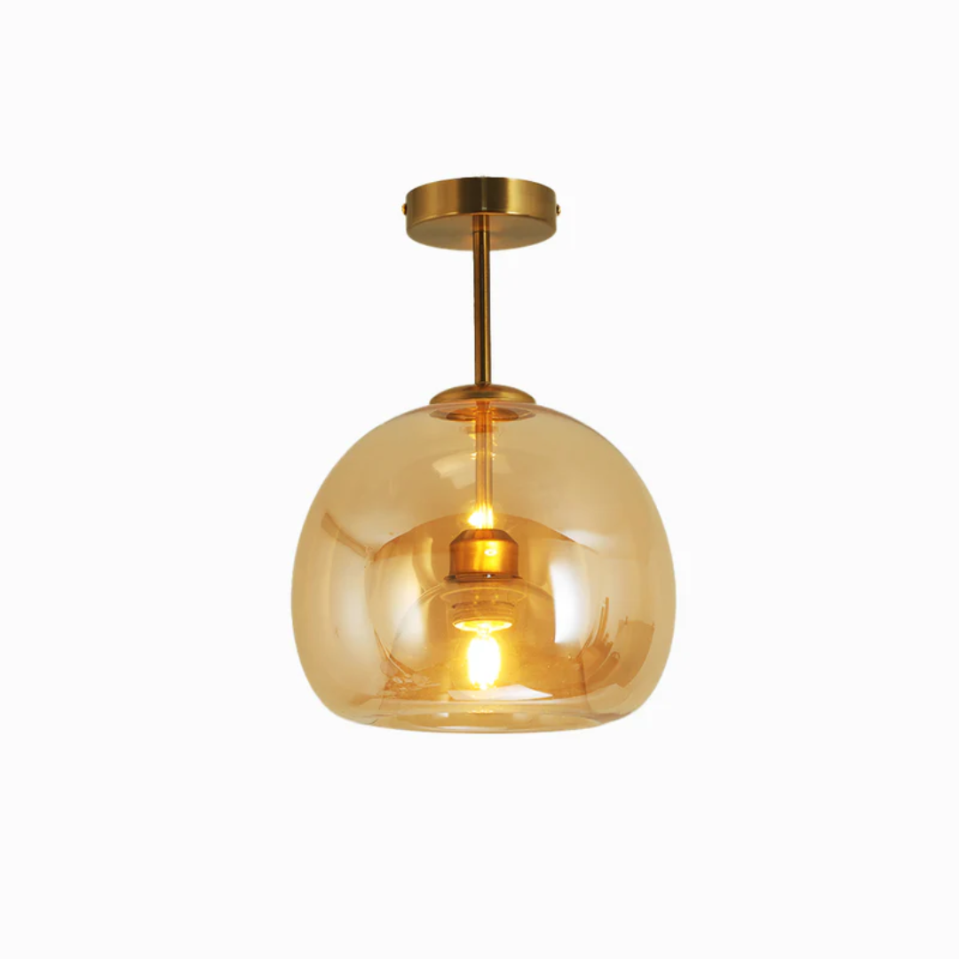 Gouden Aurelia plafondlamp: moderne, ronde LED lamp voor warme sfeerverlichting in eetkamer.