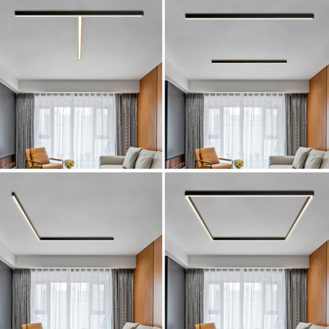 Moderne Stratum LED plafondlamp met industrieel metaal design, perfect voor binnenverlichting.