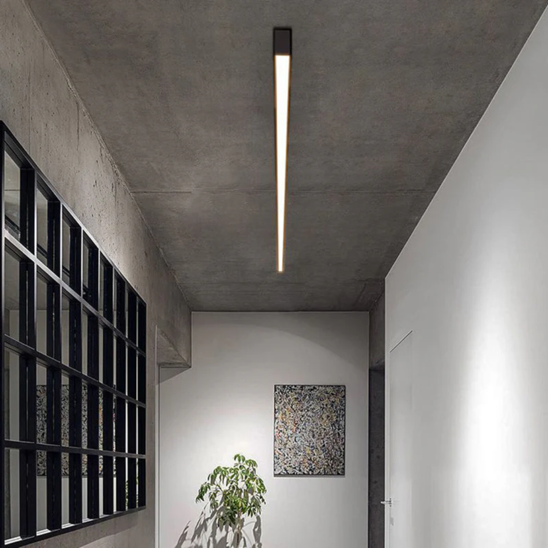 Industriële Stratum LED plafondlamp voor slaapkamer, dimbare en sfeervolle binnenverlichting.