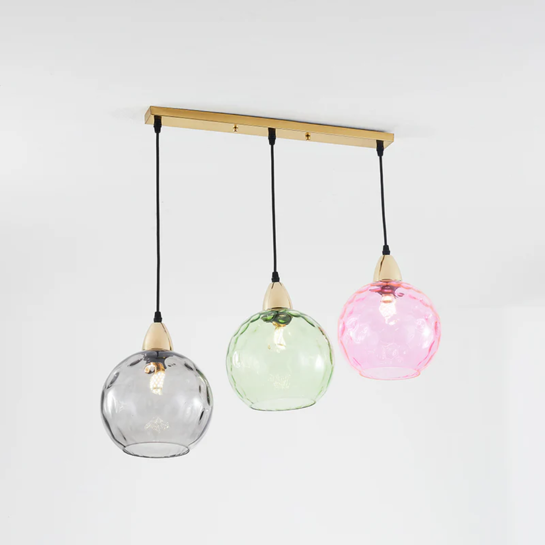 Decoratieve cluster hanglamp, 3 lampen, voor een uniek lichtspel in de woonkamer.