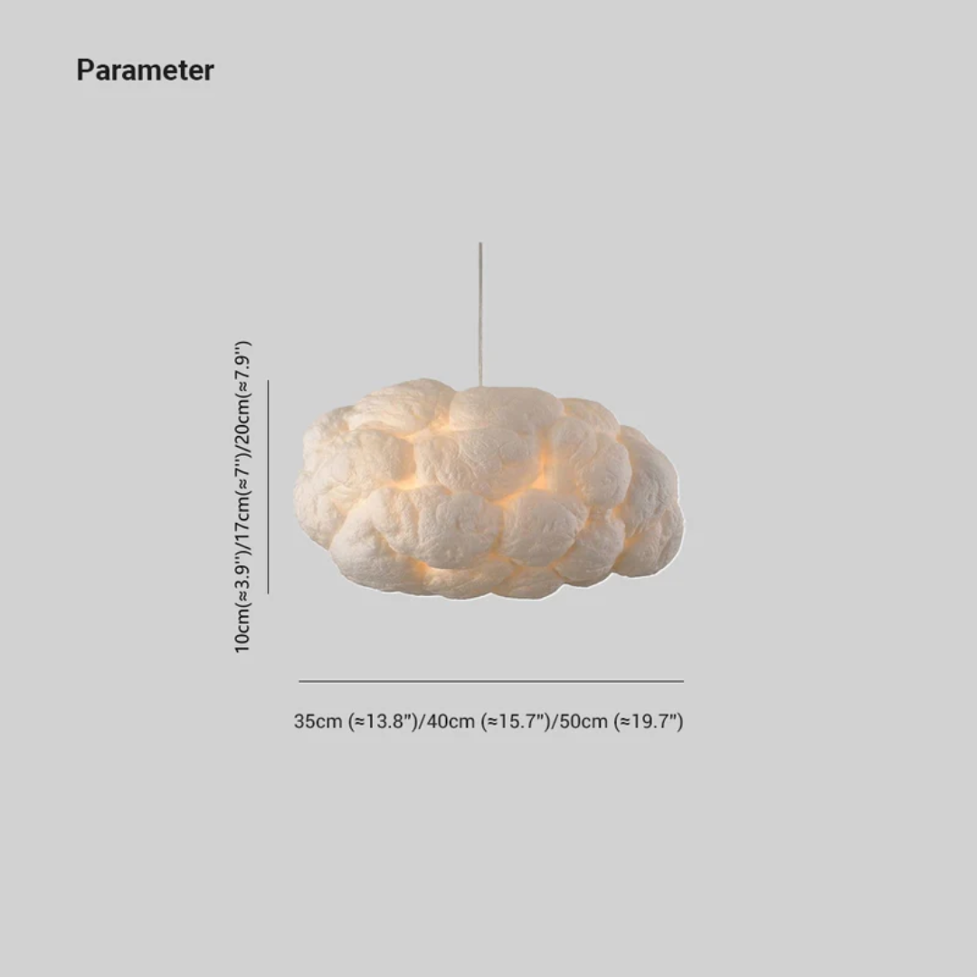 Nimbus wolk LED hanglamp wit, een stijlvolle combinatie van PVC en katoen voor uw interieur.