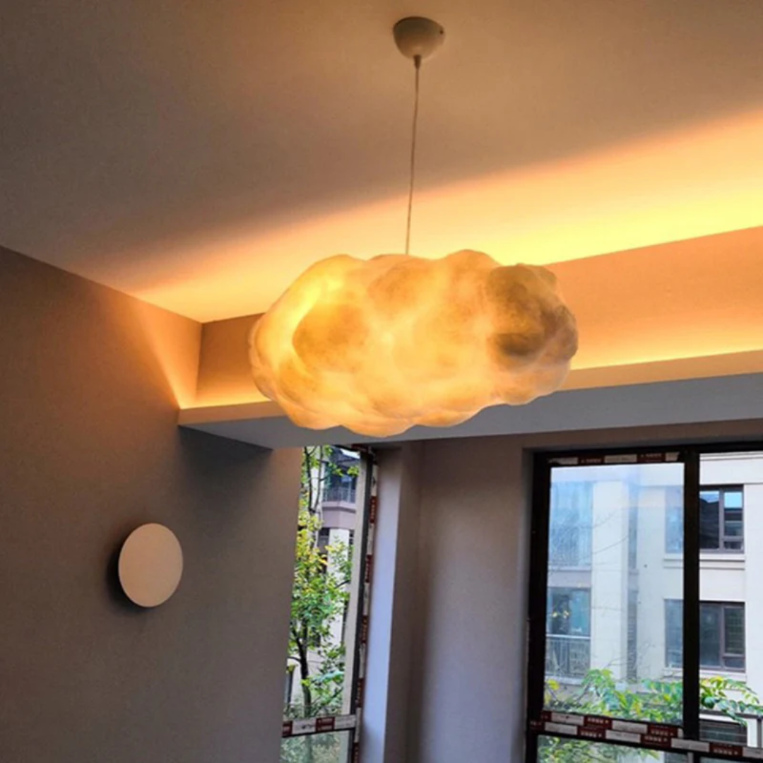 Stijlvolle witte wolk hanglamp met LED licht, design verlichting voor een eigentijds huis.