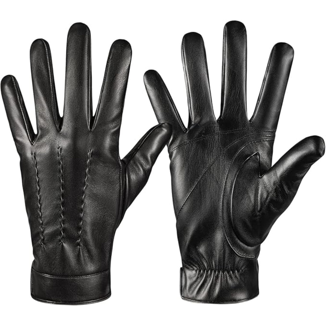 Heren leren touchscreen winterhandschoenen Daniel; warm, stijlvol en praktisch voor koude dagen.
