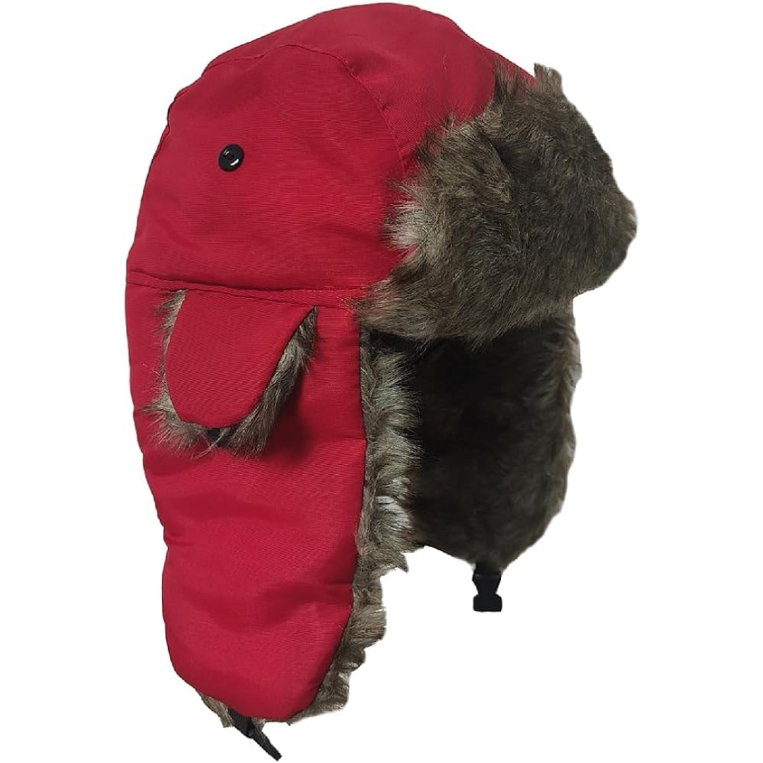 Warme trapper muts met zacht imitatiebont en winddichte buitenlaag. Perfecte koude bescherming voor winteractiviteiten.