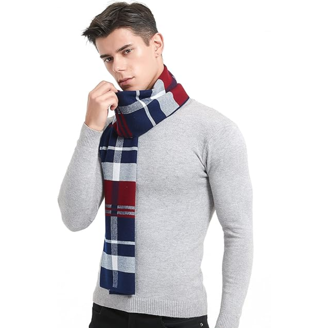 Moderne kasjmier winter sjaal voor mannen, type Ryan. Combineert luxe, warmte en stijlvol design.