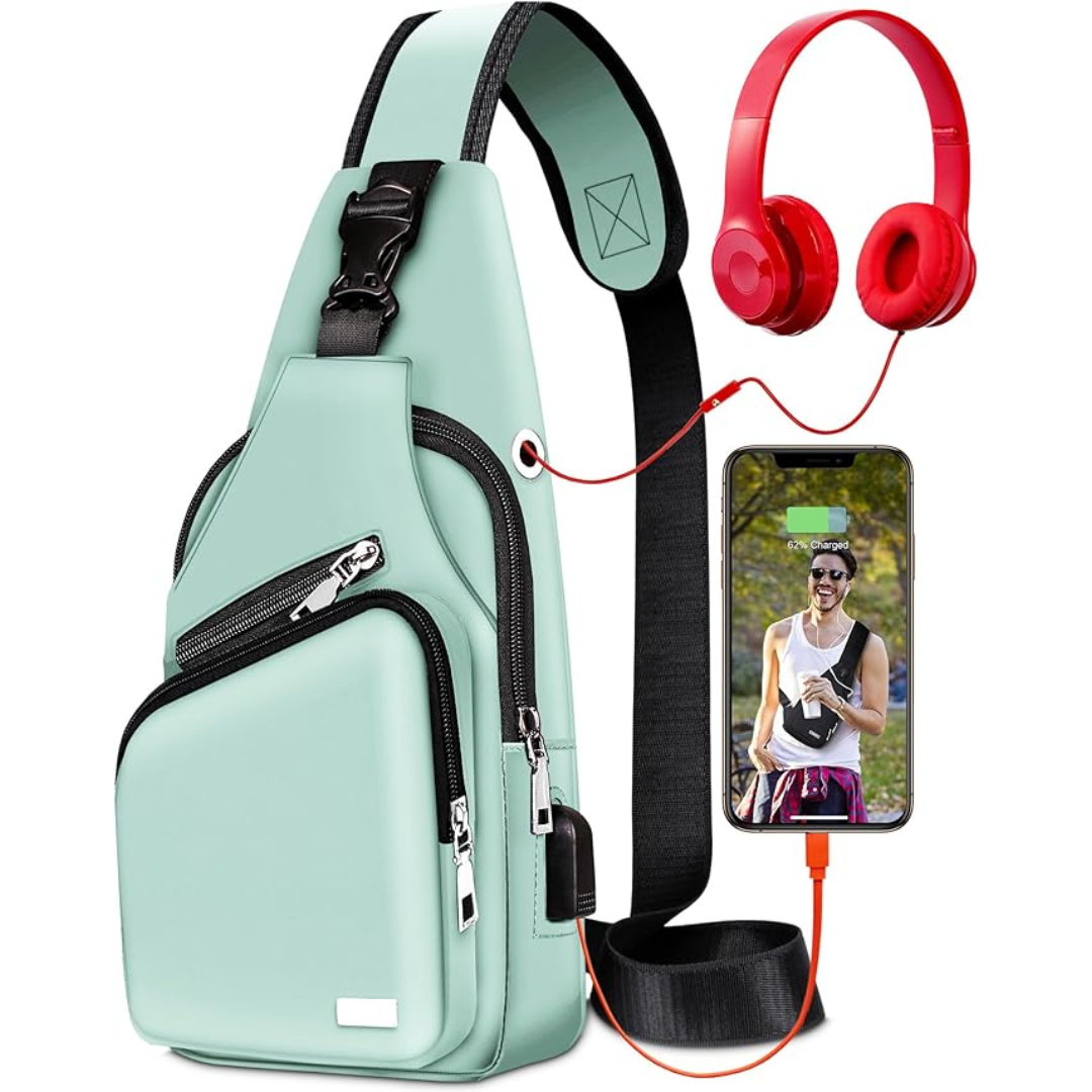 Ergonomische WaveSling sling bag; comfortabel te dragen als schoudertas of crossbody model.